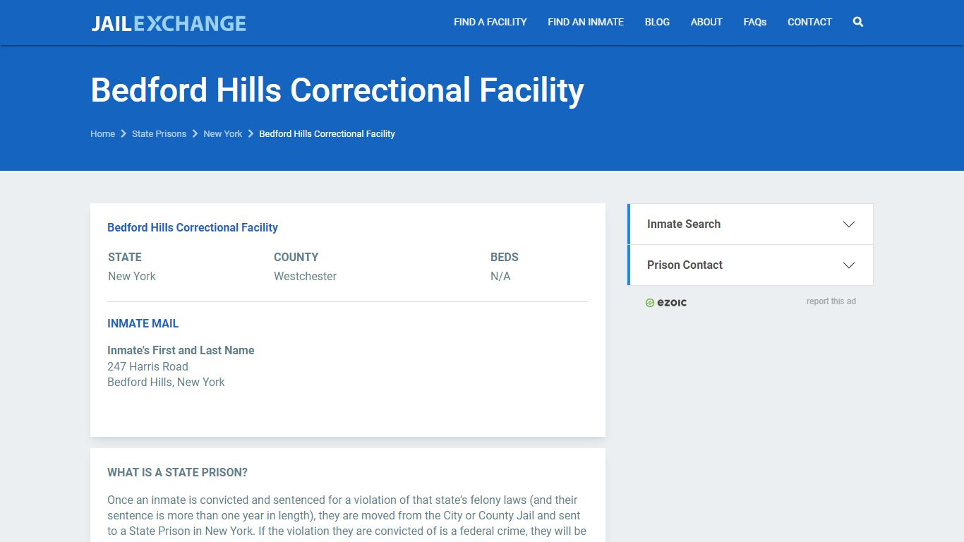 Bedford Hills Correctional Facility Prisoner Search ...