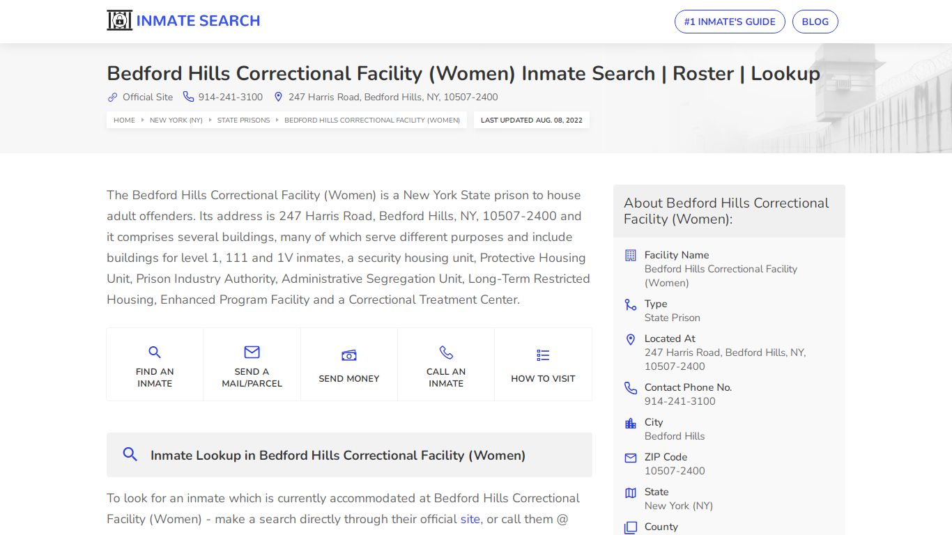 Bedford Hills Correctional Facility (Women) Inmate Search ...