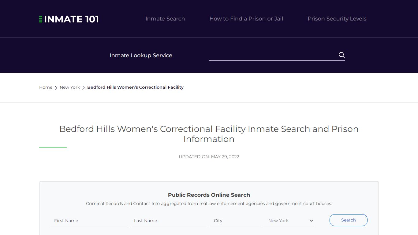 Bedford Hills Women's Correctional Facility Inmate Search ...