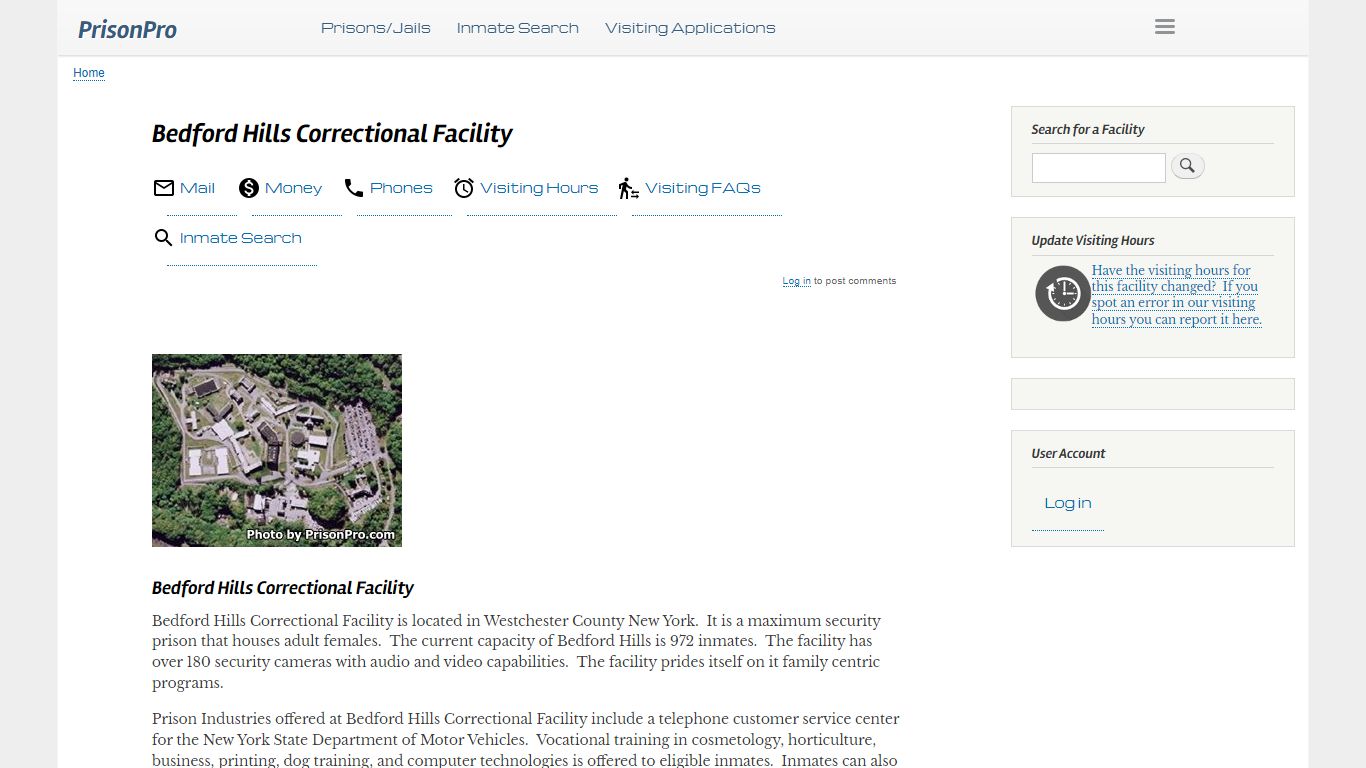 Bedford Hills Correctional Facility Visiting hours, inmate ...